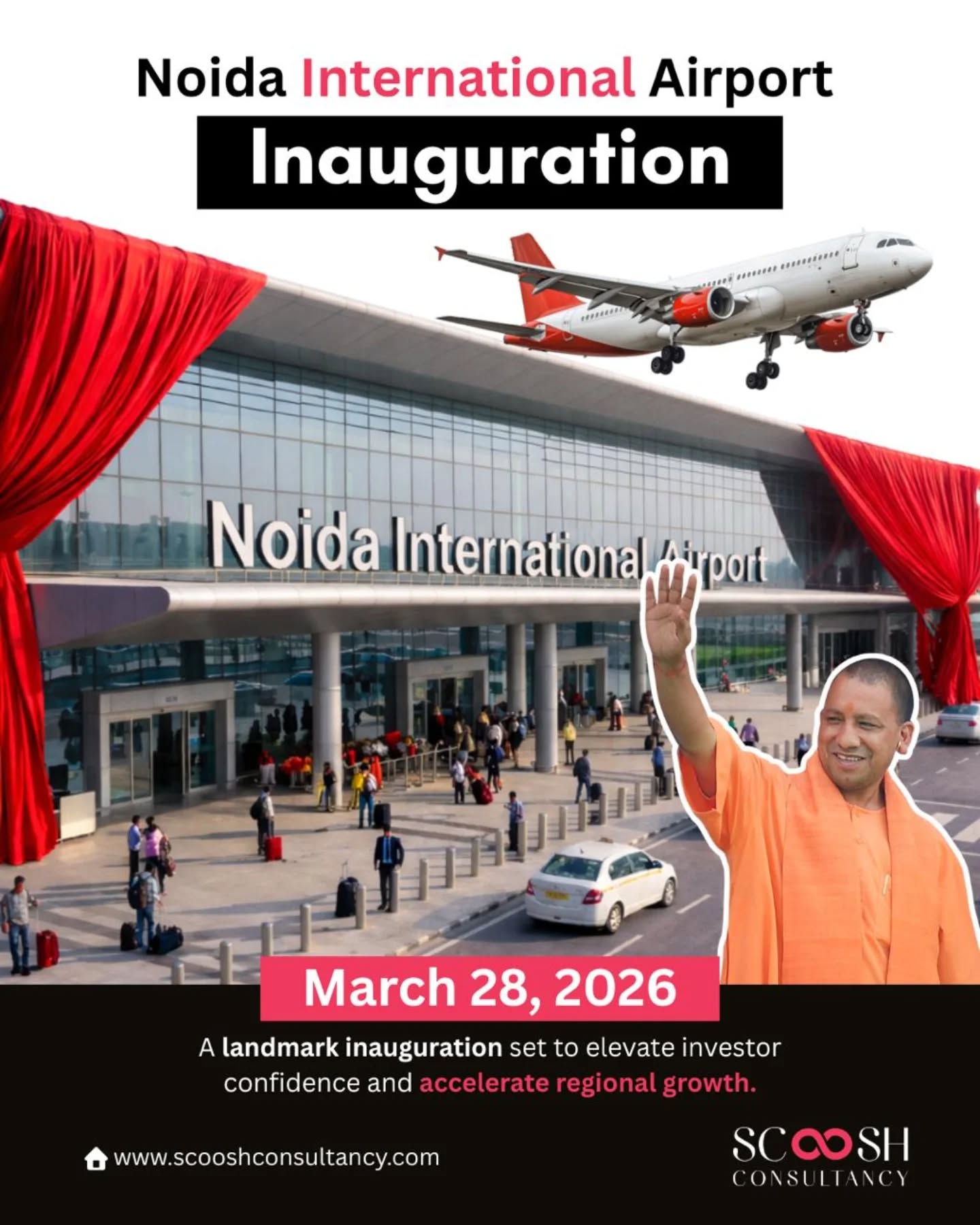 A new era begins for Noida real estate ✈️🏗️
With the inauguration of Noida International Airport, the region is set to become one of India’s fastest-growing investment hubs. Connectivity improves, demand rises, and smart investors move early.
This is not just an airport launch —
it’s a gateway to exponential property growth.
📍 Yamuna Expressway | Noida | Greater Noida
📈 High appreciation potential
🏡 Ideal for both investors & end-users
The best time to invest was yesterday. The next best time is NOW.
📞 Connect with Scoosh Consultancy to explore the right opportunities.
#NoidaInternationalAirport
#YamunaExpresswayProperty
#InvestInNoida
#GreaterNoidaProperty
#ScooshConsultancy