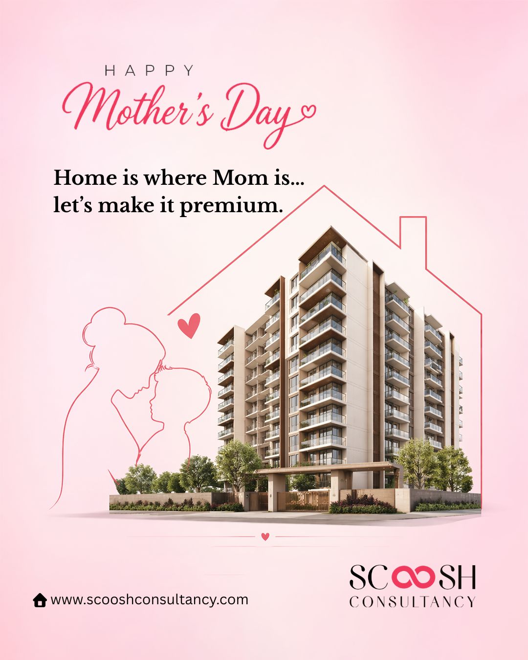Home isn’t built with walls… it’s built with her. ❤️

It’s the warmth in the kitchen,
the comfort in every corner,
and the feeling of belonging that only a mother creates.

This Mother’s Day, give her more than just a house—
give her a space that feels as special as she is.

Because when Mom is happy,
home becomes everything.

Let’s make it premium.
— Scoosh Consultancy

#MothersDay #HappyMothersDay #HomeIsWhereMomIs #MothersLove #IndianMoms #MomLifeIndia
#DreamHomeIndia #LuxuryLivingIndia #PremiumHomes #ModernHomes #HomeGoals #RealEstateIndia
#DelhiRealEstate #NoidaRealEstate #GurgaonHomes #PropertyInvestment #HomeBuyersIndia
#ScooshConsultancy #LuxuryApartments #realestatemarketing RealEstateMarketing