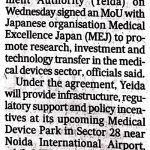 YEIDA INKS MOU WITH JAPANESE FIRM IN MEDICAL DEVICES SECTOR
